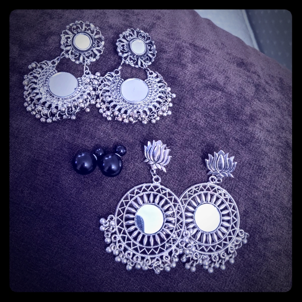 Mirror boho dangling earrings
